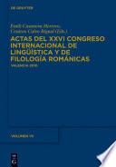 libro Actas Del Xxvi Congreso Internacional De Lingüística Y De Filología Románicas